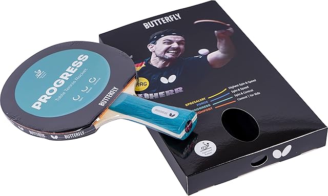 Butterfly Progress Table Tennis Bat, Black / Red