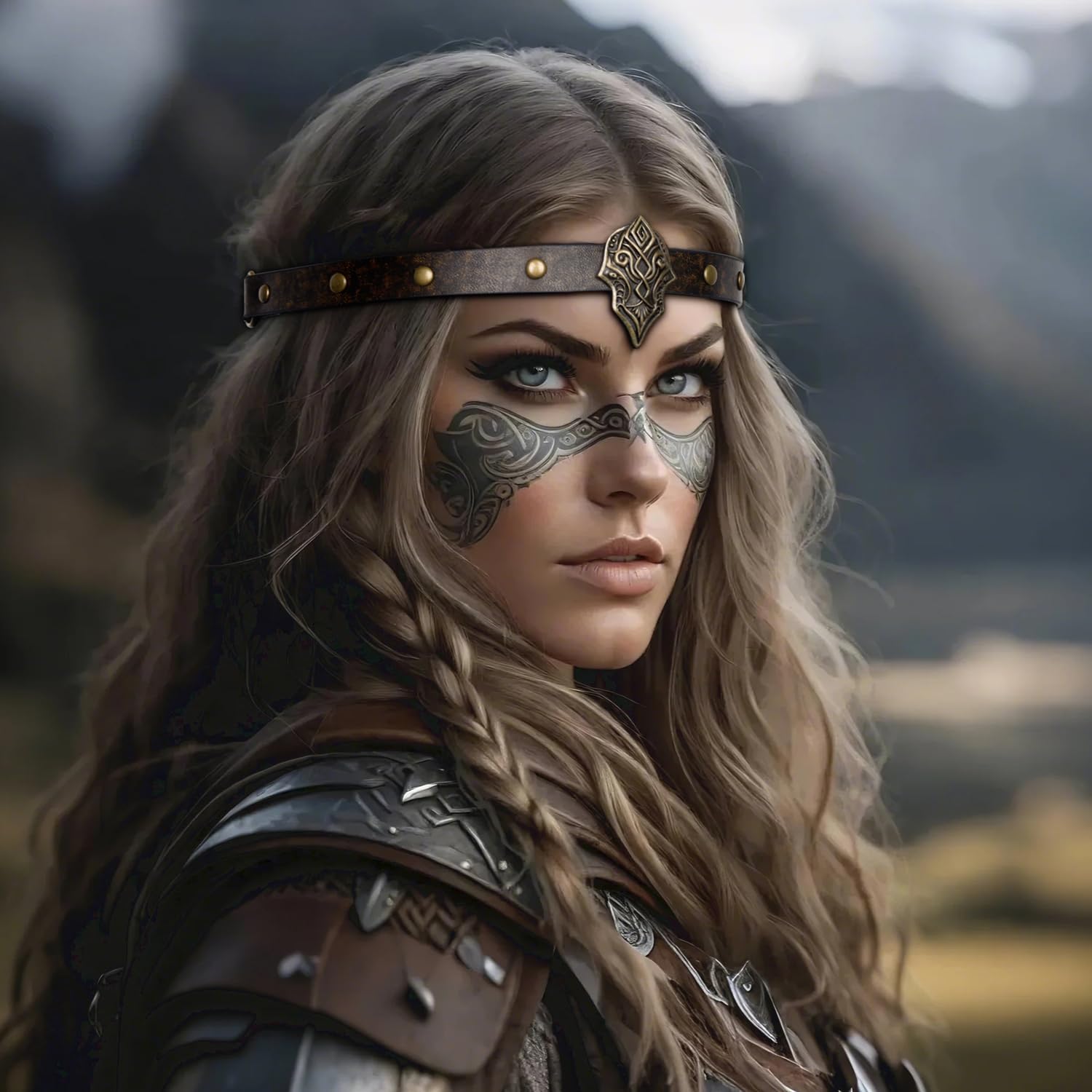 keland Opaska na czoło ze skóry Wikingów, średniowieczna, ozdoba głowy dla kobiet i mężczyzn, Halloween, Cosplay, średniowieczna LARP (AB-Copper)