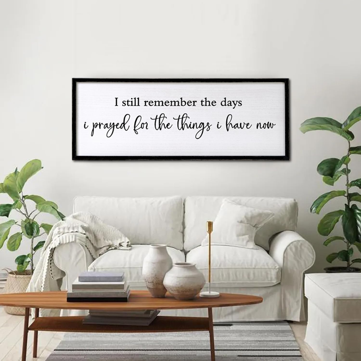 I Still Remember the Days I Prayed for the Things I Have Now Wood Wall Sign: 40x15 Inch Inspirational Text Wall Decor, Rustic Wooden Framed Quote Wall Art for Living Room, Entryway