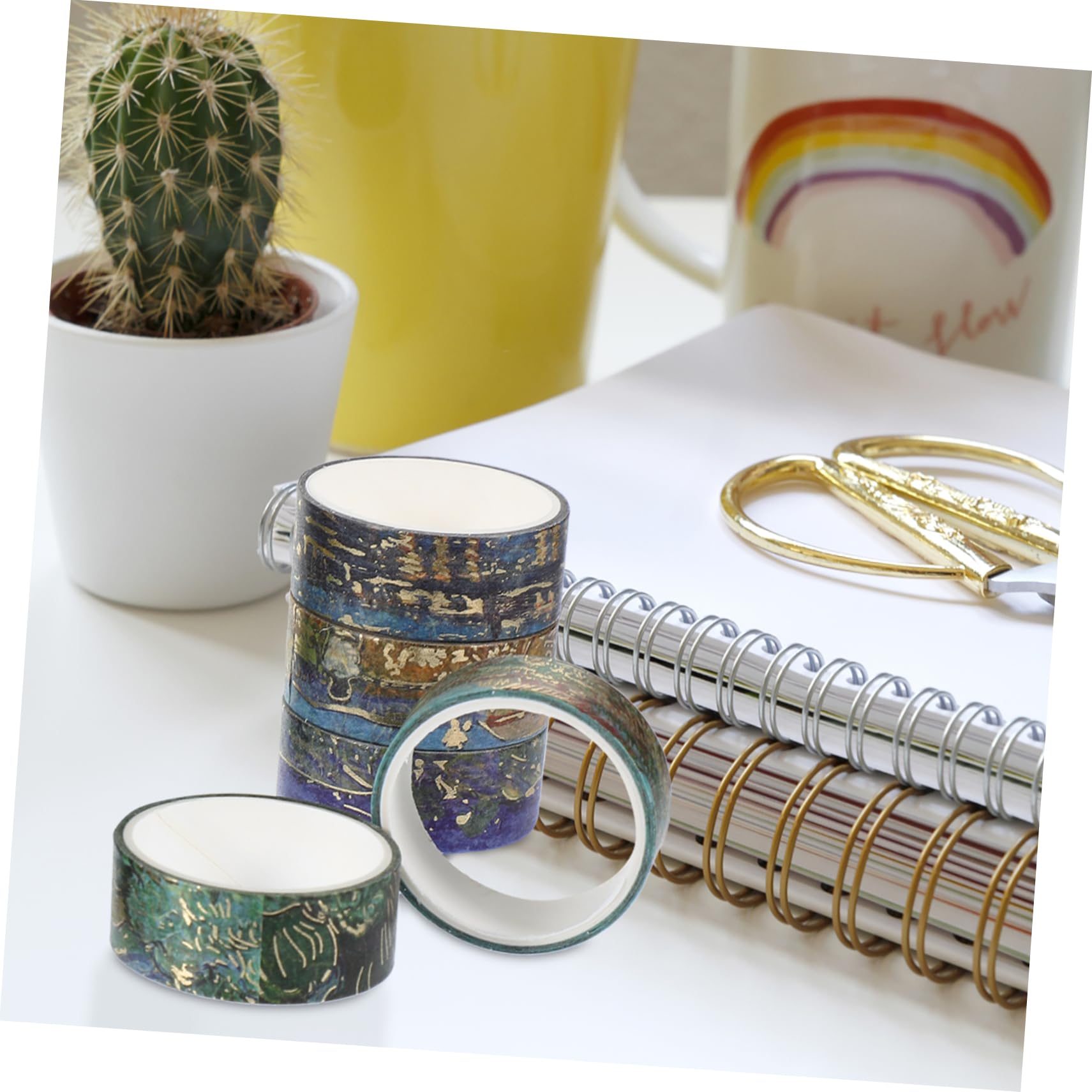 Uonlytech 4 Set Adesivi Artistici Retrò Modellato Decorativo Arte Nastro Fai Da Te Nastro Washi Per L'inserimento Nel Diario Nastro Washi Multiuso Nastri Fai Da Te Carta Sussurra 12 * 4
