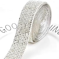 Vista 3 de 3 rollos de cinta de diamantes de imitación, 3 tamaños, tiras de diamantes de imitación autoadhesivas, cintas de diamantes de imitación de cristal