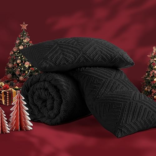 Miniatura 10 de Andency Juego de edredón de tamaño King de 3 piezas, estilo bohemio, juego de ropa de cama y colecciones de estilo rústico copetudo para todas las