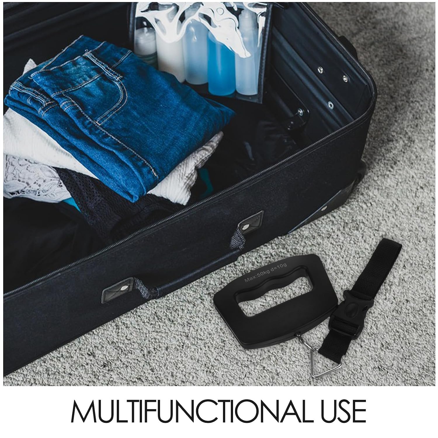 Digital Luggage Scale with Webbing Hook, Handheld Suitcase Weight Scale