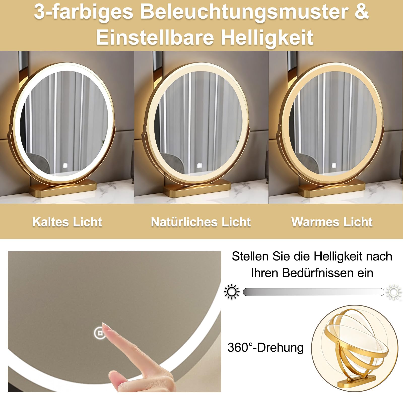 Grau Schminktisch mit Spiegel, Luxuriöse Frisiertisch mit Vergoldete Griffe und Samt, 5 Schubladenb und Schrank, Moderner Kosmetiktisch für Mädchen Schlafzimmer, Einfach zu Montieren, 100cm