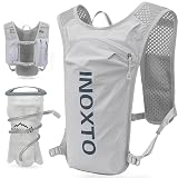 INOXTO Running Hydration Vest Backpack,Lightweight Insulated Pack with 1.5L Water Bladder Bag Daypack for Hiking Trail Running Cycling Race Marathon for Women Men Light gray dark blue