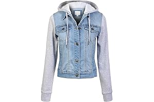 Distinctive Denim Delight: Women's Classic Casual Detachable Hooded Hoodie Jean Jacket