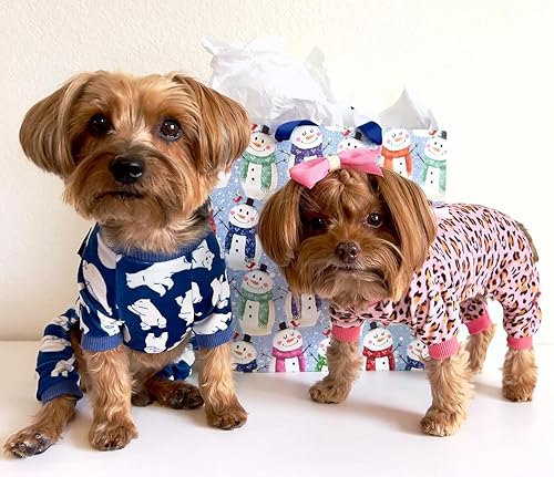 Miniatura 7 de Fitwarm Pijama de oso polar para perros, ropa para perros pequeños, hembra, niño, mameluco para mascotas con pies, traje para gato, terciopelo