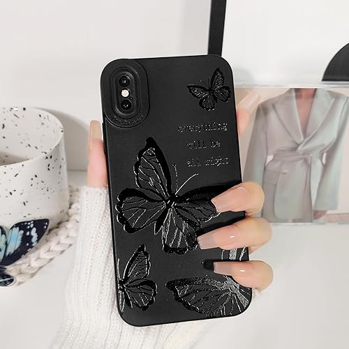 Miniatura 3 de Lovmooful Funda compatible con iPhone Xs Max, diseño de mariposa negra para niñas y mujeres, TPU suave a prueba de golpes, para iPhone Xs Max,