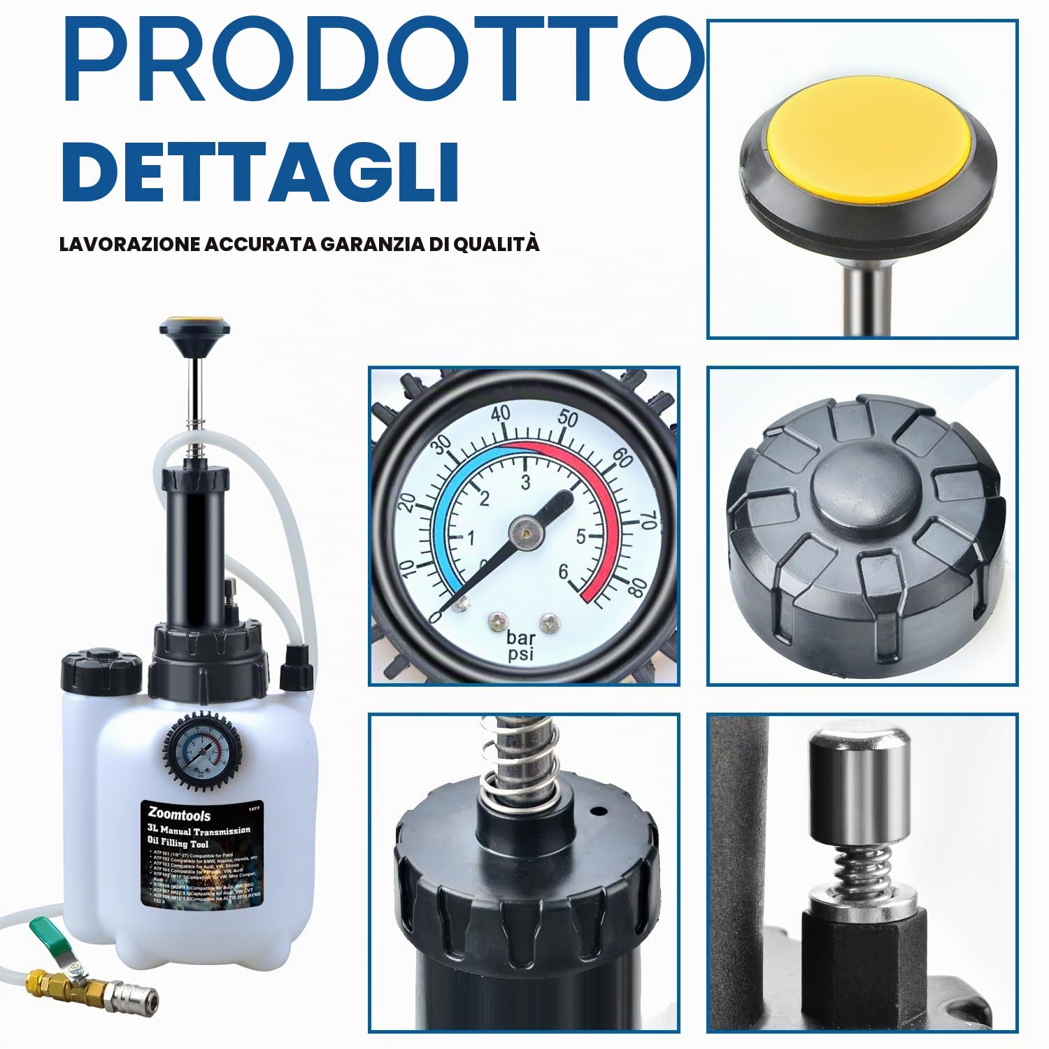 Strumenti per pompa del fluido per trasmissione manuale da 3 litri Strumenti per il sistema di riempimento del riempimento dell'olio Strumento per pompa di trasferimento del fluido con adattatori