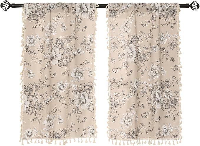 2 Panels Linen Tassels Curtains