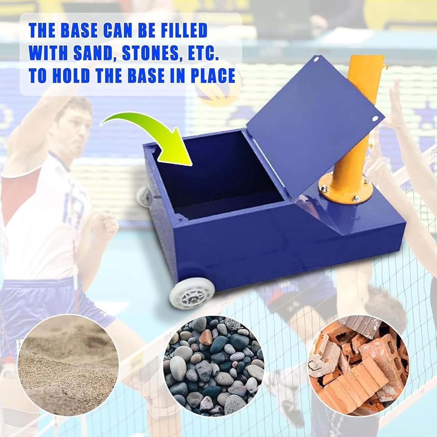 Professional Volleyball and Badminton Net Poles, Heavy Duty Adjustable Height 5ft-6.8ft with Wheels, Portable for Indoor Outdoor Use in Backyard, Stadium, for Adults and Youth