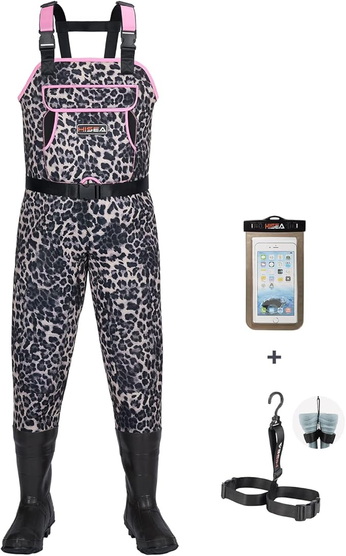 HISEA Neoprene Chest Waders Leopard Print Duck Hunting