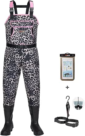 HISEA Women's Chest Waders Leopard Duck Hunting Waders for Women with Boots Neoprene Fishing Waders