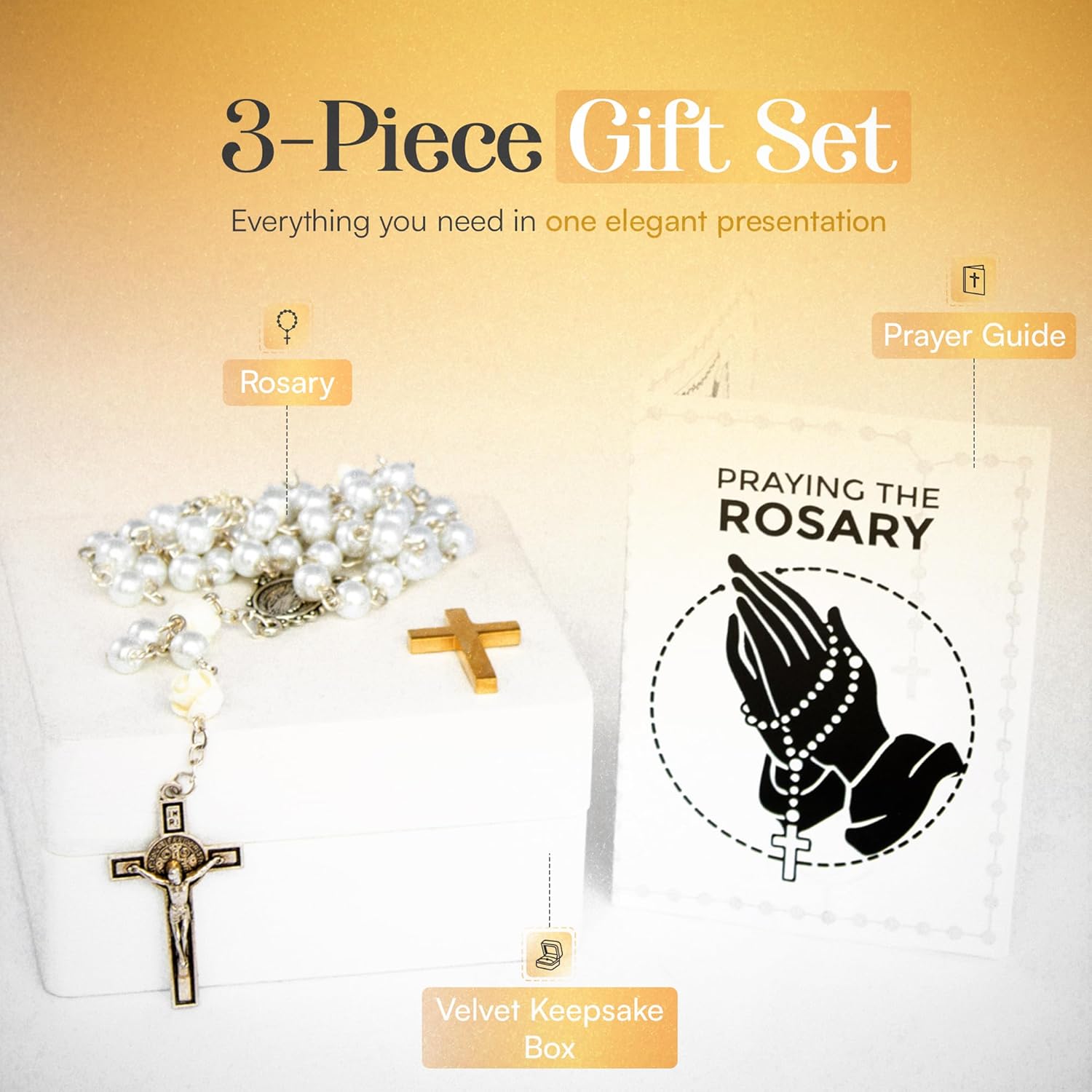 Catholic Baptism Gifts for Boys, Baby Baptism Gifts for Girl, Kids Rosary Beads Catholic, Baby Baptism Gifts Boy, Catholic Rosary for Women, Christening Gifts for Girls (White) - Image 3