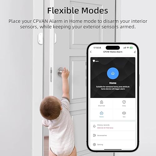 Miniatura 5 de CPVAN Sistema de alarma para el hogar con sensor de movimiento PIR, WiFi inalámbrico DIY Smart DoorWindow Alarm para seguridad del hogar con alerta