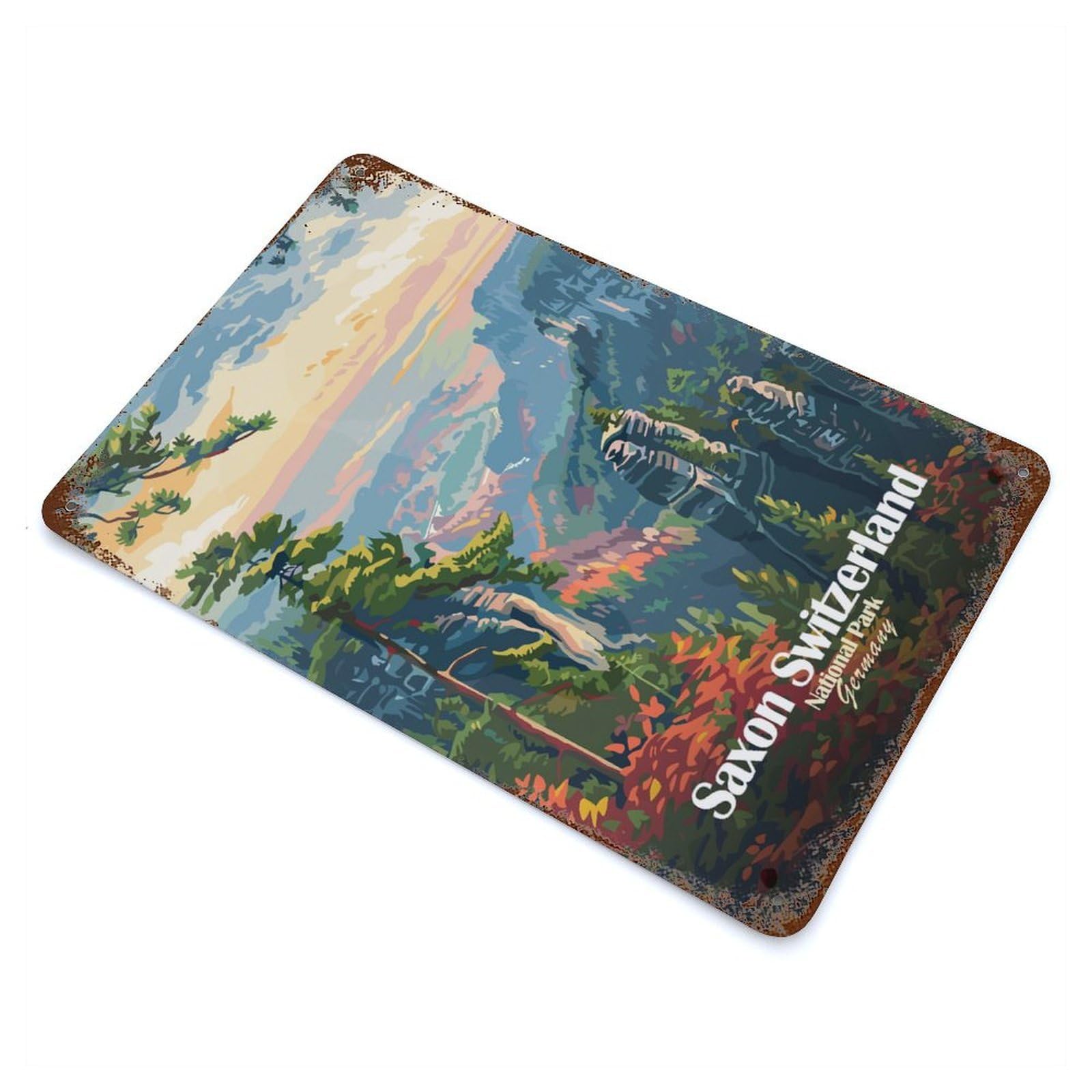 Garage Style Saxon Switzerland National Park Decorative Tin Sign 11.8"x7.9", Rustic Home Decor for Bar And Workshop