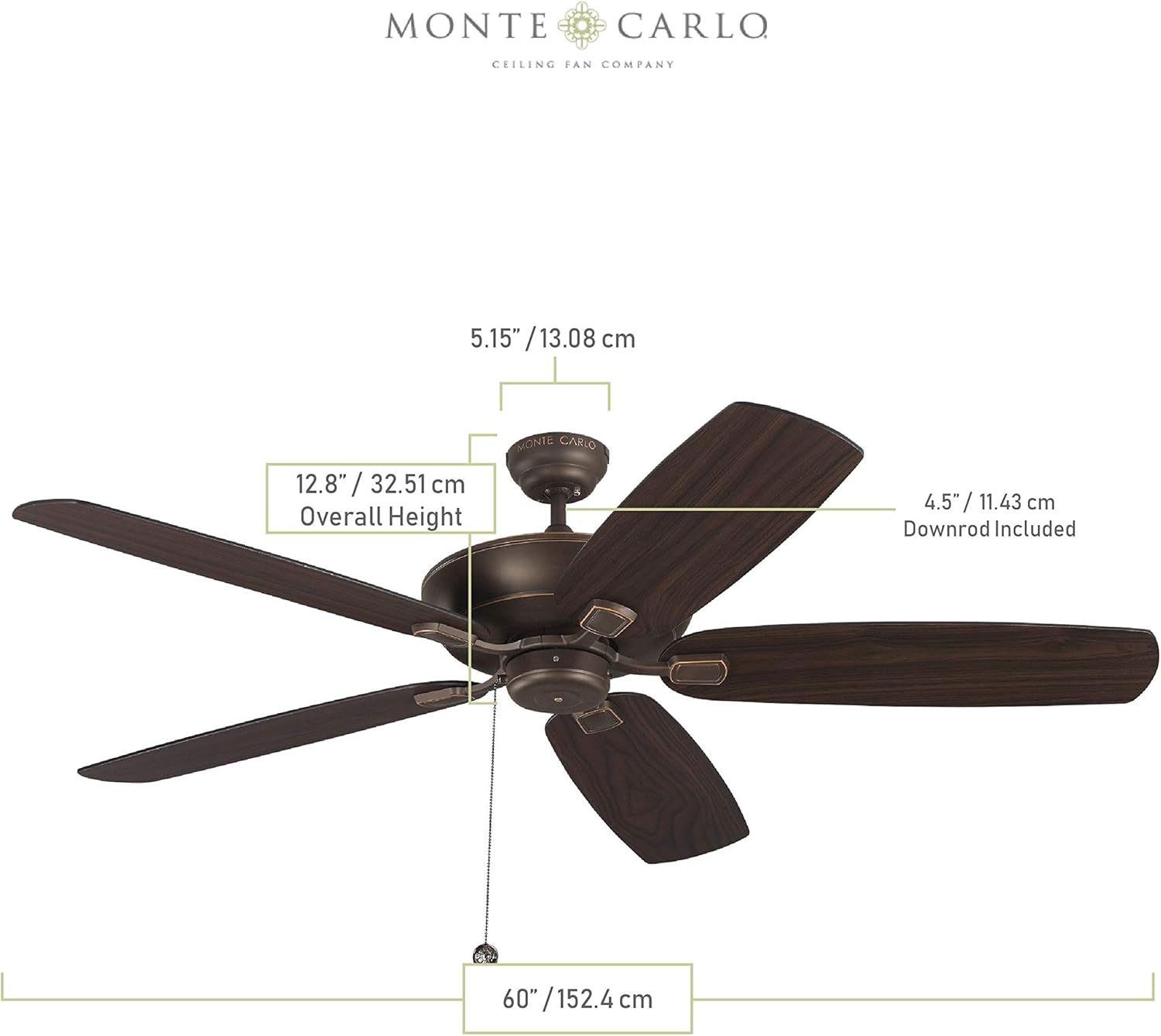 70% оƒƒ Dіѕсоunt Monte Carlo 5CSM60RB Colony Super Max Dual Mount 60'' Outdoor Ceiling Fan with Pull Chain, 5 Blades, Roman Bronze