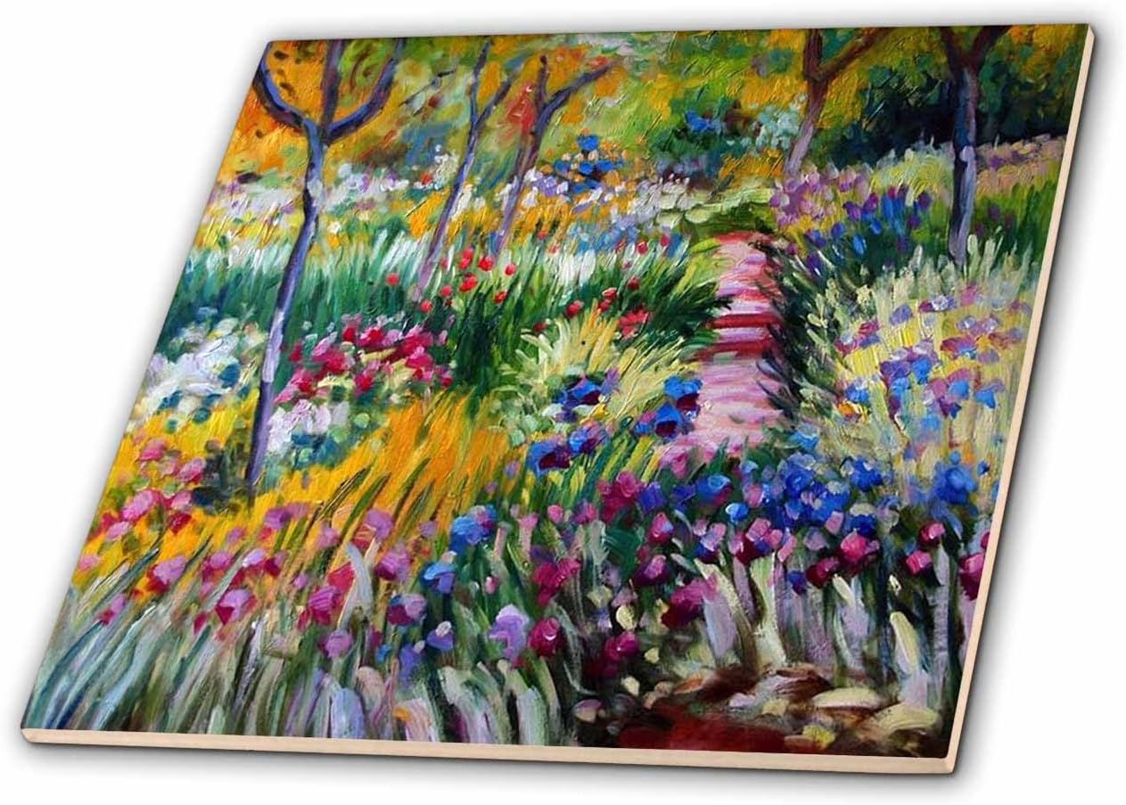 3dRose Print of Monet Painting Monet Garden 12 Inch Ceramic Tile