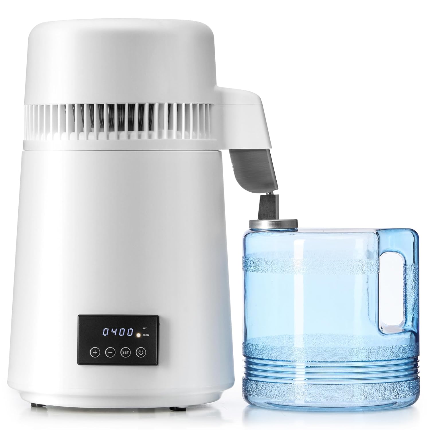 CO-Z 1.1 Gallon Water Distiller, 4L Distilled Water Machine with Timer & Reservation, 750W Distilled Water Maker for Drinking Water Purification, Countertop Water Distiller for Home Office Travel More White with timer reservation