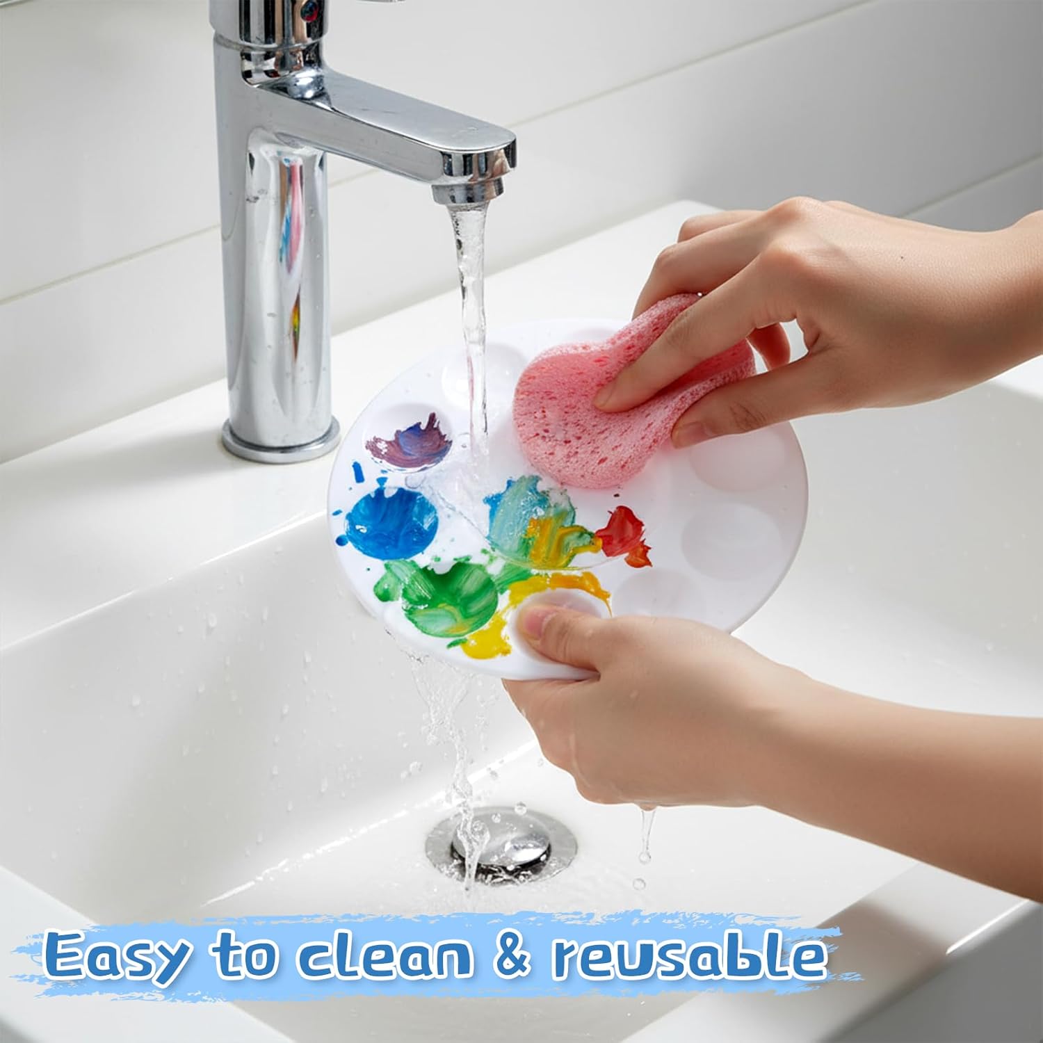 100 Pcs Paint Tray Palettes, Plastic Round Paint Pallets with 10 Wells White Washable Pallets Trays Holder for Art Classes Acrylic Painting Watercolor DIY Crafting Dimensions 6.3inch