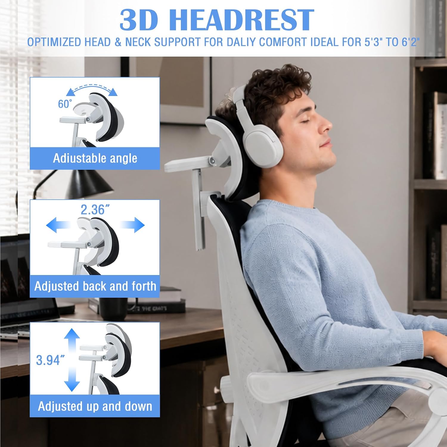 Ergonomic Office Chair with footrest, 90-160° Recline Computer Desk Chair