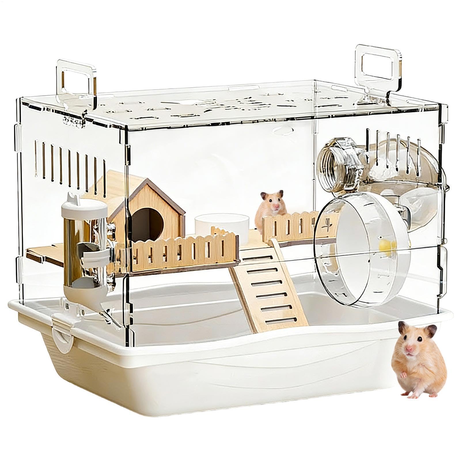 Jaula para Hámster Casa Transparente para Mascotas | Recinto para Animales Pequeños para Jerbo, Chinchilla, Conejo, Hurón, Hámster Enano