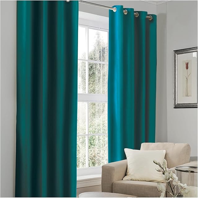 GC GAVENO CAVAILIA 2 Panel Blackout Curtains Lined Window Treatments, Ring Top Linen Thermal Curtains Eyelet For Bedroom, 66" Wide x 54" Drop, Teal