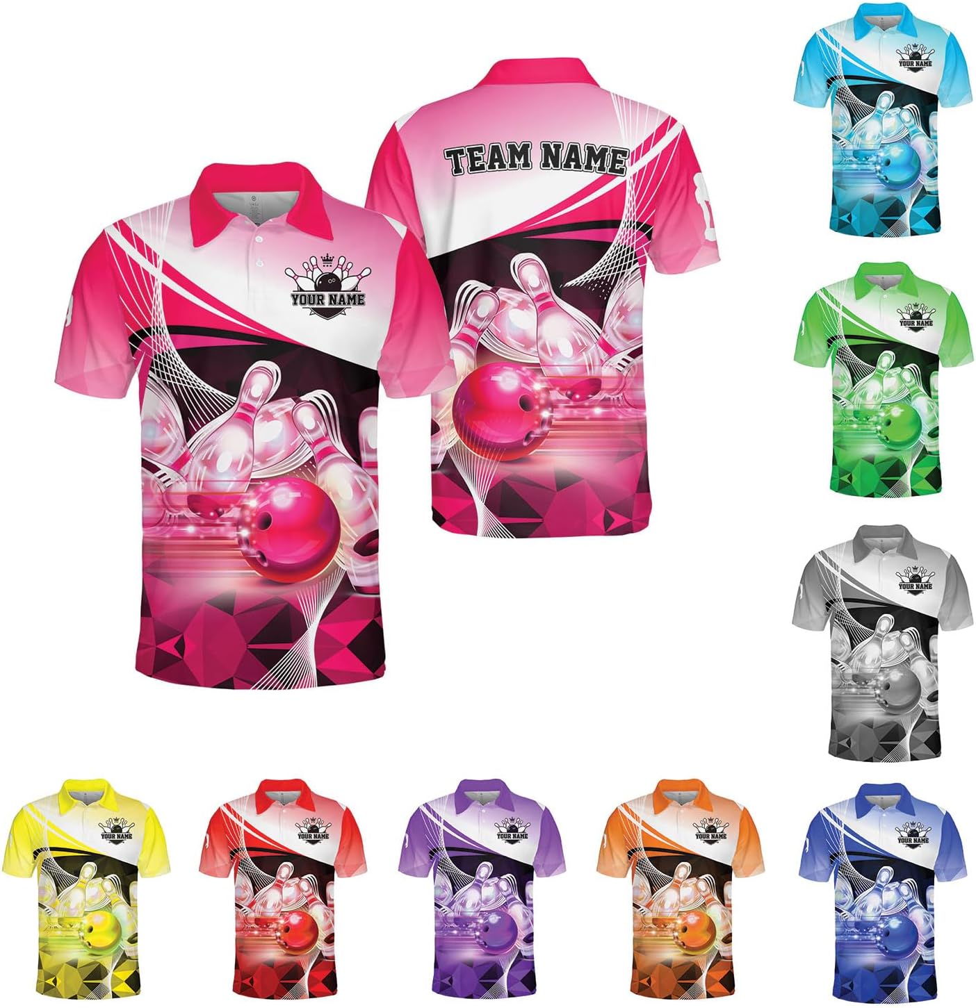 Personalized Name Bowling Polo Shirts 3D for Men and Women, Bowling Shirt, Bowling Shirts for Men Team Bowling Shirt3