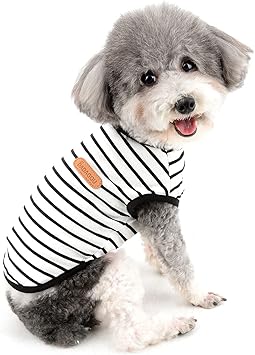 Amazon Zunea 犬用 ｔシャツ 小型犬 夏 タンクトップ 綿製 柔らかさ ベスト シャツ ボーダー柄 ペット 犬 猫服 おしゃれ かわいい シャツ ひんやり ドッグウェア 洋服 可愛い 子犬 チワワ 服 脱毛保護 お散歩 ブラック Xs Zunea