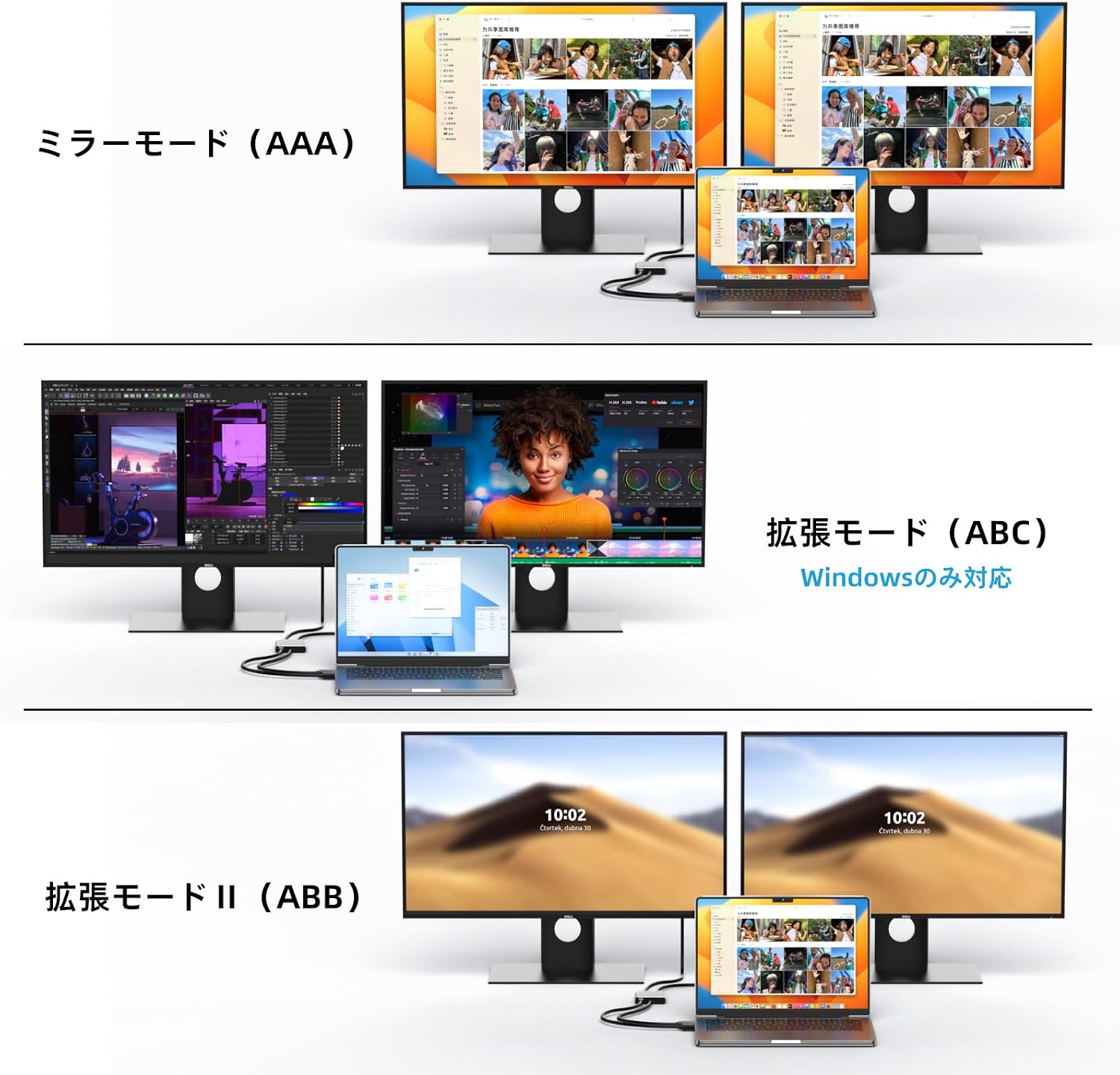 to HDMI 変換アダプター 2画面出力 DP分配器 デュアルモニター 4K@60Hz/30Hz MST対 【ランドローバー】