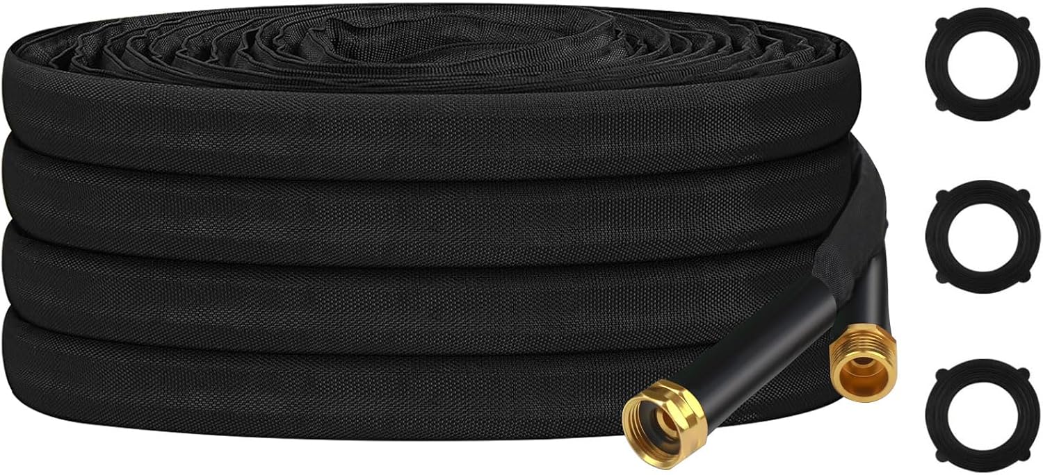 Non-Expanding Garden Hose, Ultra-Light Durable Water Hose with Solid Brass Fittings, Flexible Hose for Lawn, Car Wash, No-Kink and Easy to Storage (100FT)