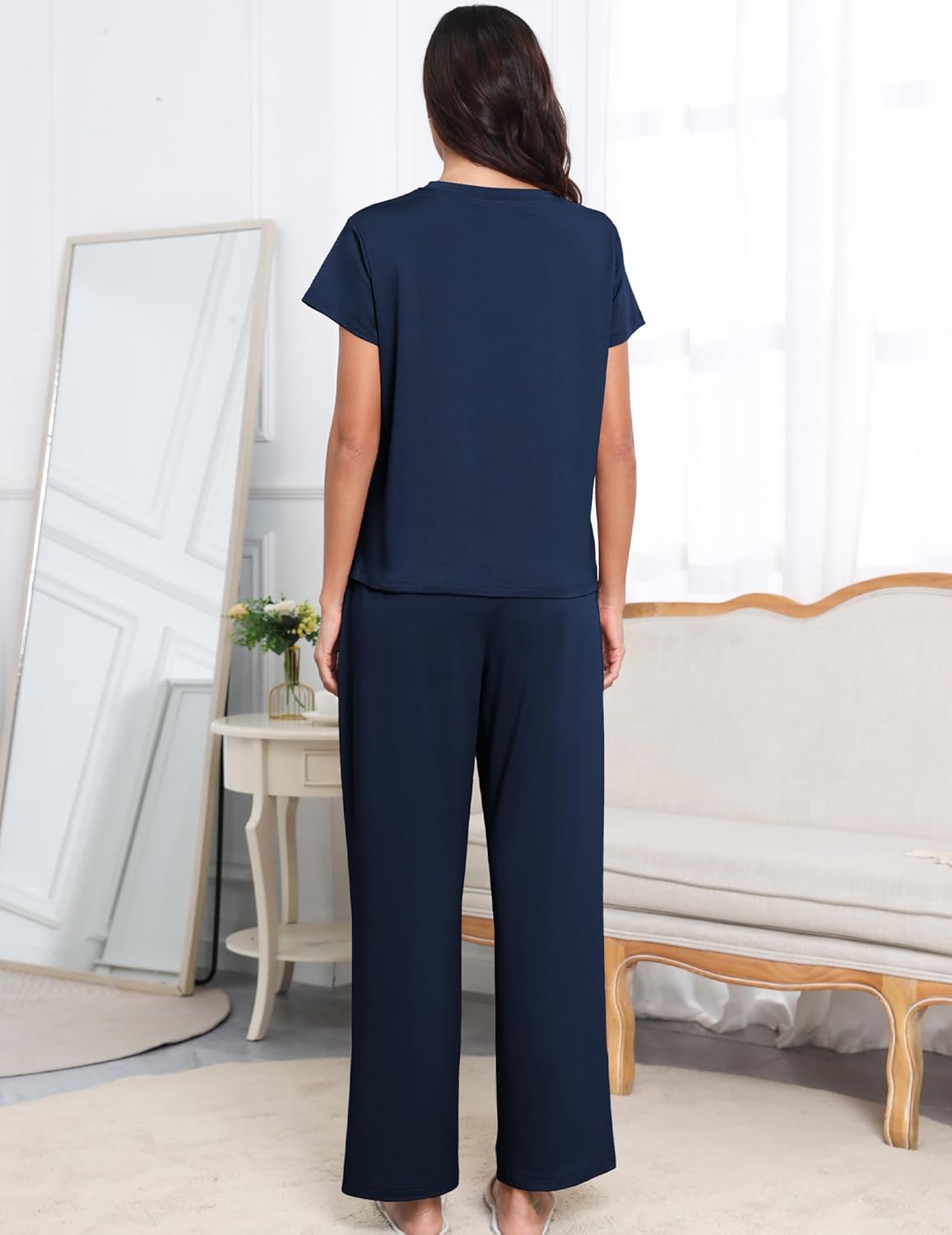 Womens Pajama Sets 2 Pieces Lounge Sets for women Short Sleeve Top with Long Pajama Pants Soft Sleepwear Pj Sets S-XL - Image 4