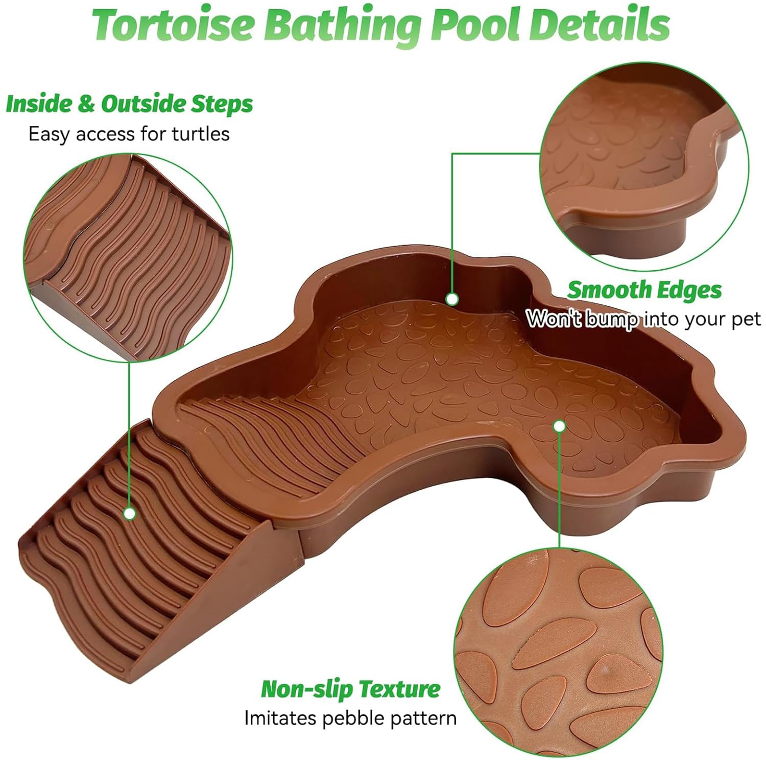 MEISO Abbeveratoio Tartaruga Terrestre, piatto d'acqua per tartarughe da piscina con rampa, ciotola d'acqua per rettili con scala, mangiatoia tartarughe terrestre, per tartarughe, lucertole e geco