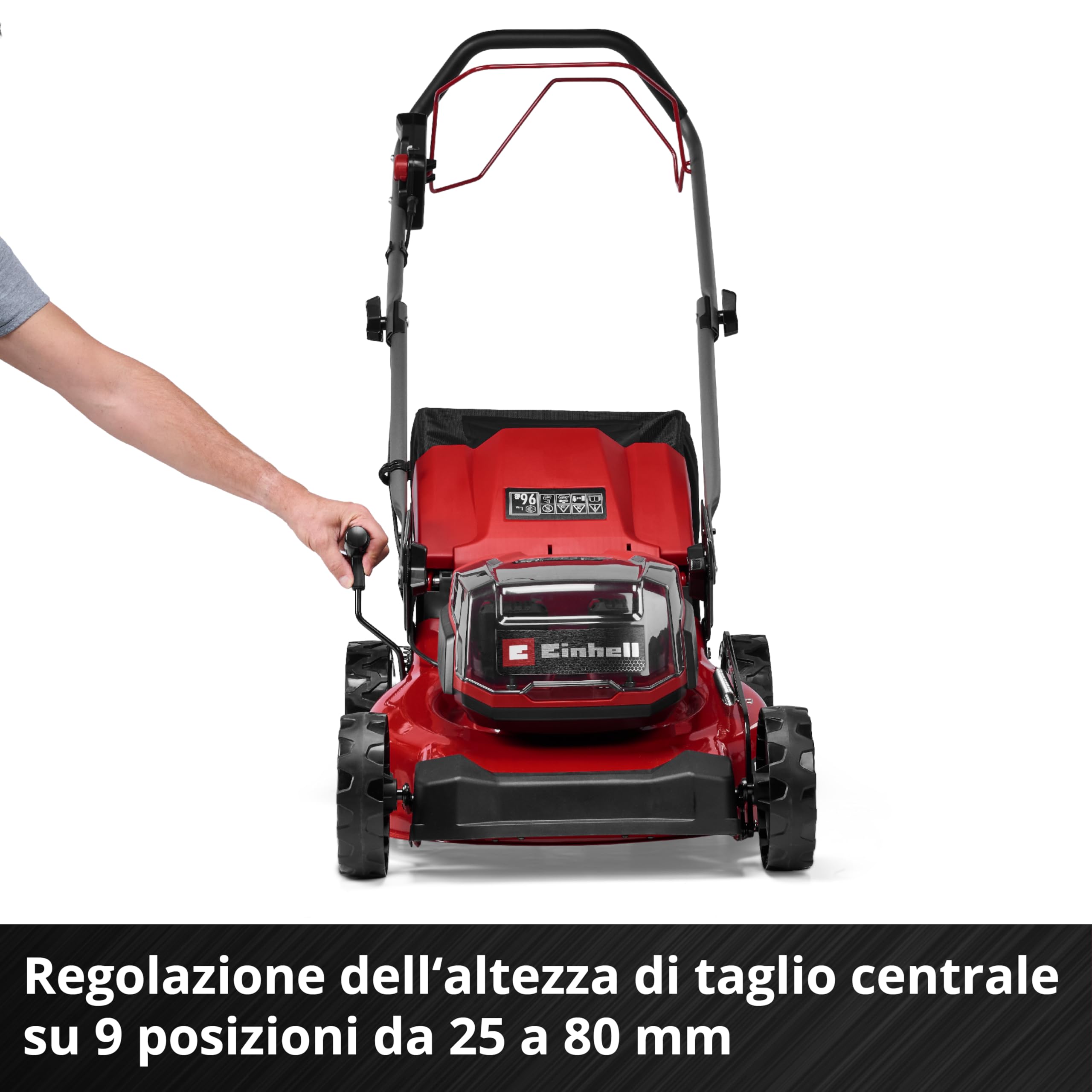 Einhell tosaerba GC-CM 36/46 S Li BL Kit Power X-Change (36 V, larghezza di taglio 46 cm, fino a 500 m², Brushless, ruota motrice, cesto da 50 litri, incl. 2 batt. da 4,0 Ah + 1 Twincharger)