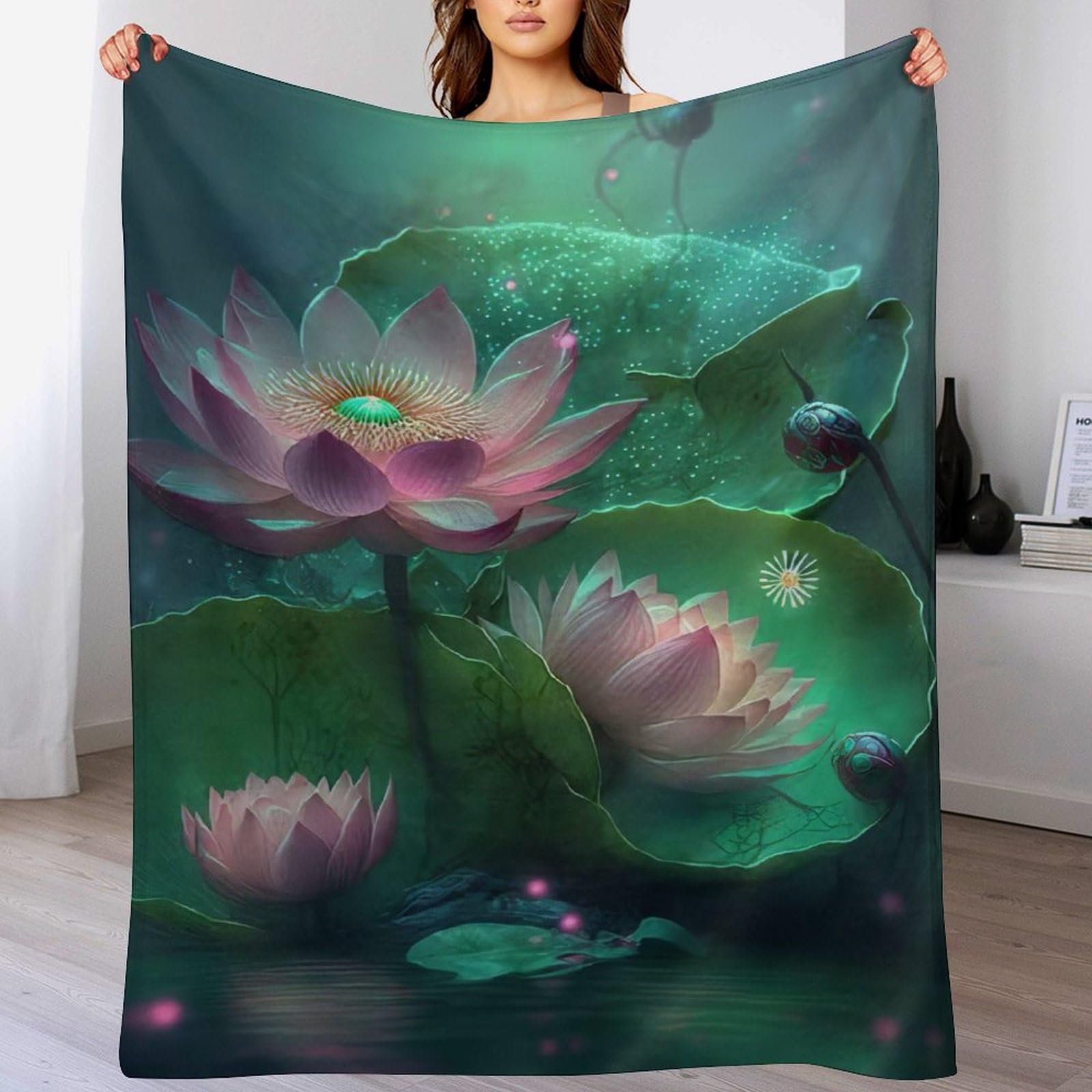 Plaid couverture de lotus pour un moment cocooning sur votre canapé ou balcon
