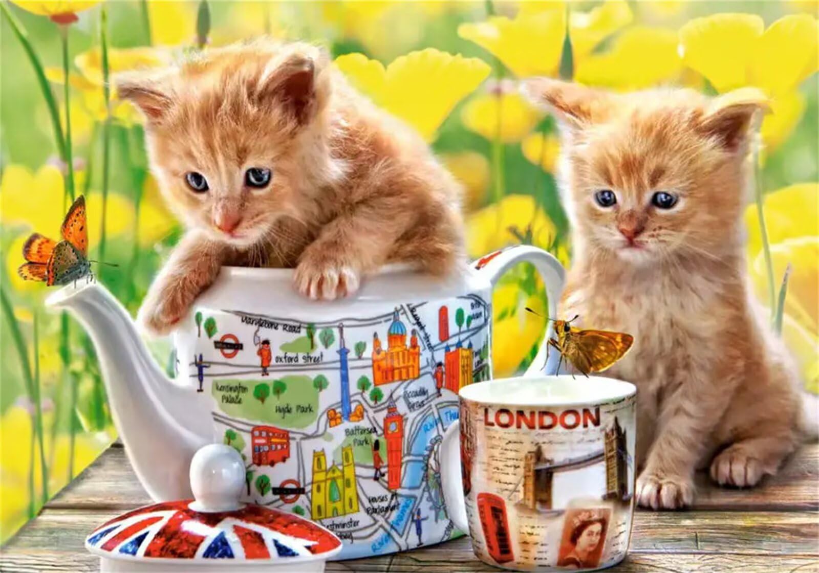 Koty w kształcie filiżanki do herbaty Puzzle 2000 sztuk, puzzle dla dorosłych, klasyczne puzzle dla dorosłych, kreatywna rozrywka, wymagające gry