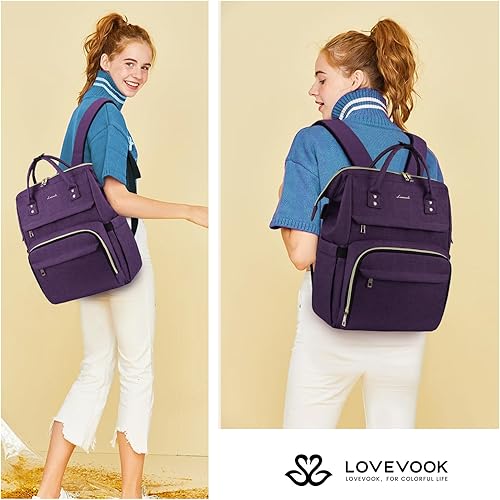 Miniatura 7 de LOVEVOOK - Mochila de mujer para laptop, mochila de viaje profesional de 15.6 pulgadas con puerto USB, mochila impermeable para trabajo,