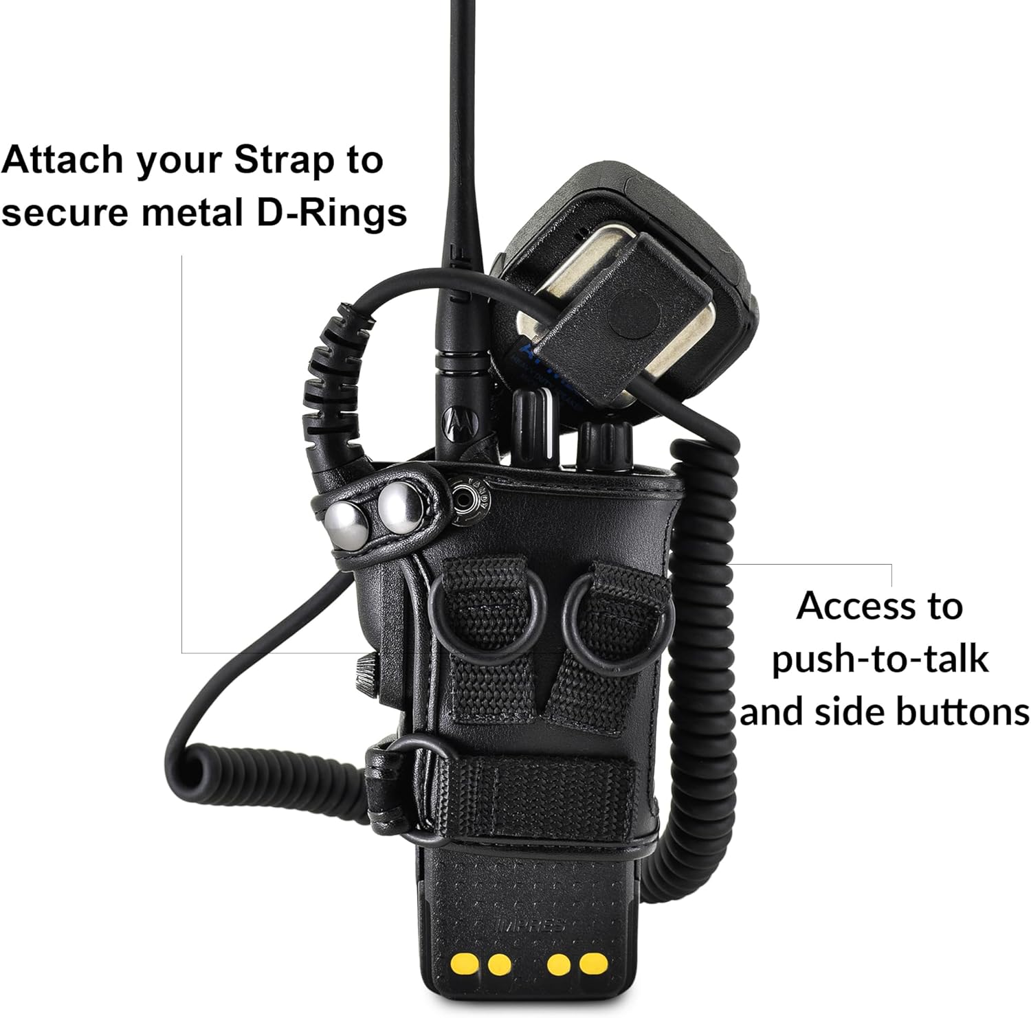 Motorola APX 900 Belt Holster Fitted Case with D Rings, Turtleback Holder fits Motorola APX 900 Radio Black Leather Duty Belt Holster with D Rings, Heavy Duty,