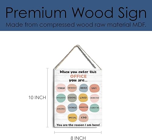 Miniatura 6 de YCYD Letrero colgante de madera moderno y contemporáneo de 8 x 10 pulgadas para terapia, oficina, para aula, hogar, oficina