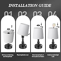 Vista 8 de PARTPHONER Mini Cordless LED Table Lamp, 5200mAh Rechargeable Battery Operated Lamp, 3-Level Brightness, Touch Dimmable Desk Lamp, Bedside Night