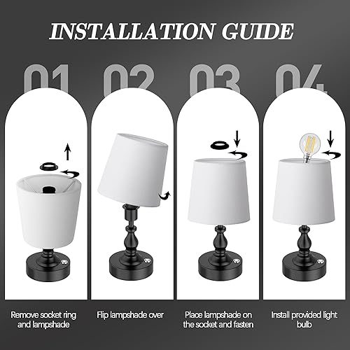 Miniatura 8 de PARTPHONER Mini Cordless LED Table Lamp, 5200mAh Rechargeable Battery Operated Lamp, 3-Level Brightness, Touch Dimmable Desk Lamp, Bedside Night