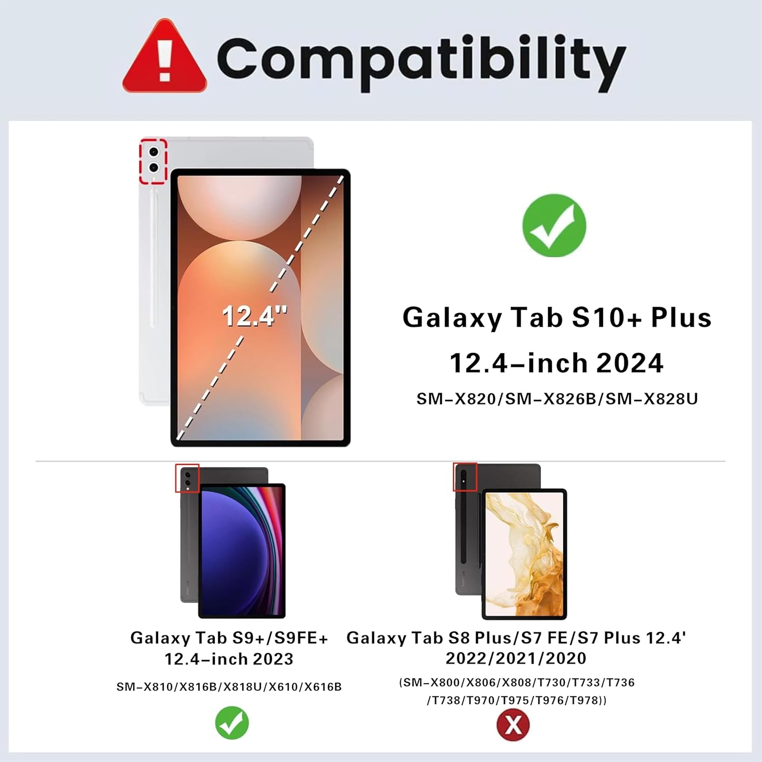 Case for Samsung Galaxy Tab S10 Plus 12.4 Inch 2024/S9 FE Plus/S9 Plus 2023, Heavy Duty Shockproof Protective Case with Screen Protector, 360° Rotating Stand, Hand/Shoulder Strap (Green)