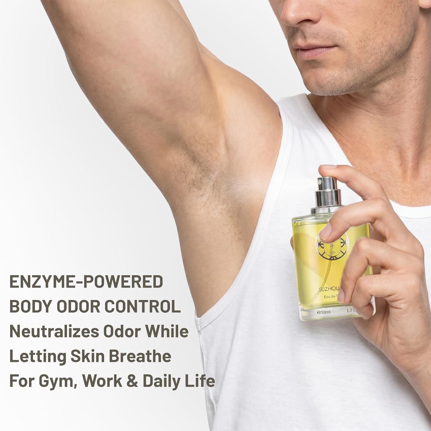 Enzyme Odor Control Body Mist for Men & Women Long-Lasting Underarm Hair & Body Spray Aluminum-Free Alcohol-Free Light Fresh Jasmine Scent 1.7fl oz Portable Daily Purse Size
