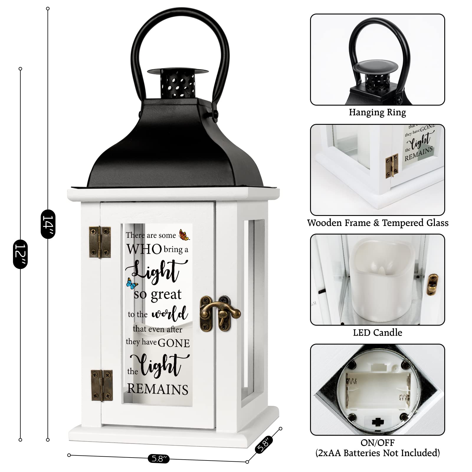 Lanterna Commemorativa Con Candela LED E Telecomando - Regalo Di Lutto Per Ricordo Di Madre, Padre O Persona Amata - 3