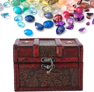 Jewelry Box Organizer Case - Decorative Treasure Jewelry Chest with Lock Home Decoration Chest Box Case Holder Organizer for Jewelry Necklace Earrings Storage (New Grape)