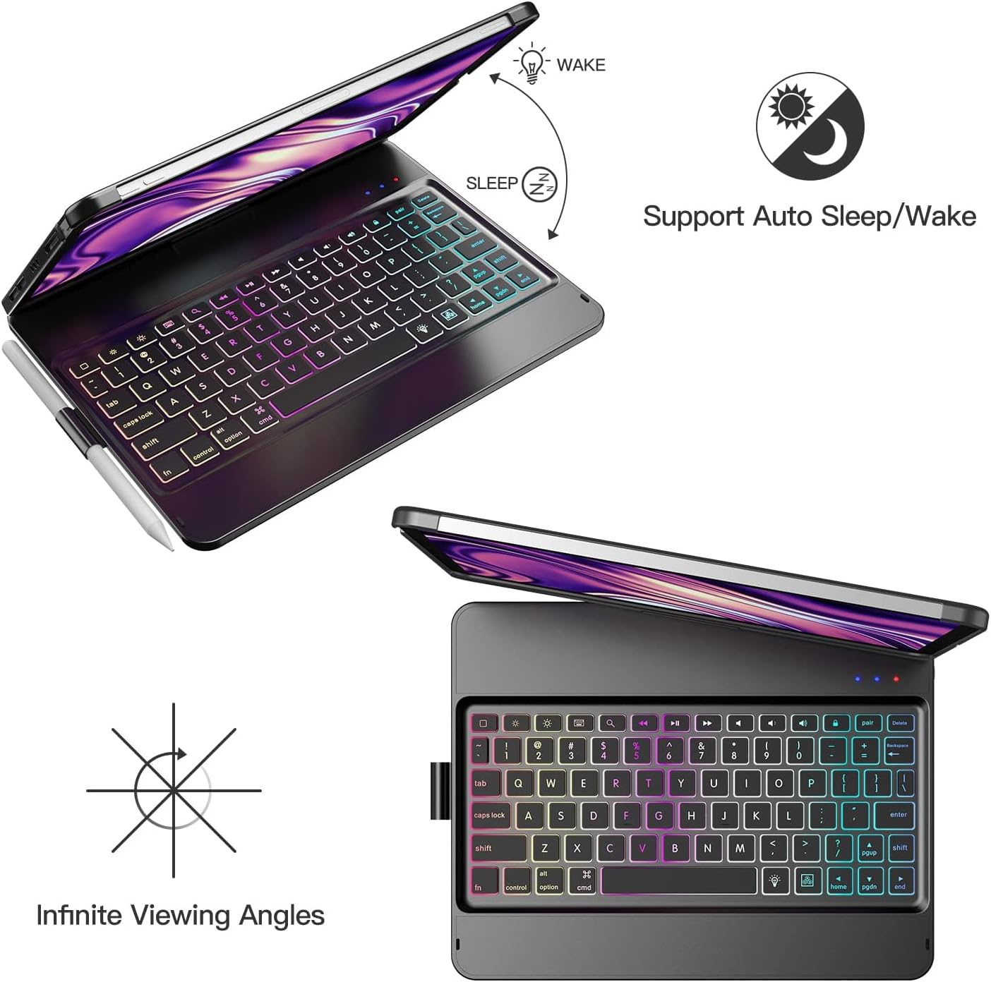 GGH Keyboard Case for iPad Air 11 inch & Air 5th 4th Generation Case with Keyboard - Support 360 Flip Backlit Keyboard with Multi-Touch Trackpad for iPad Air 11 inch M3 M2/Air 5 Air 4th Gen