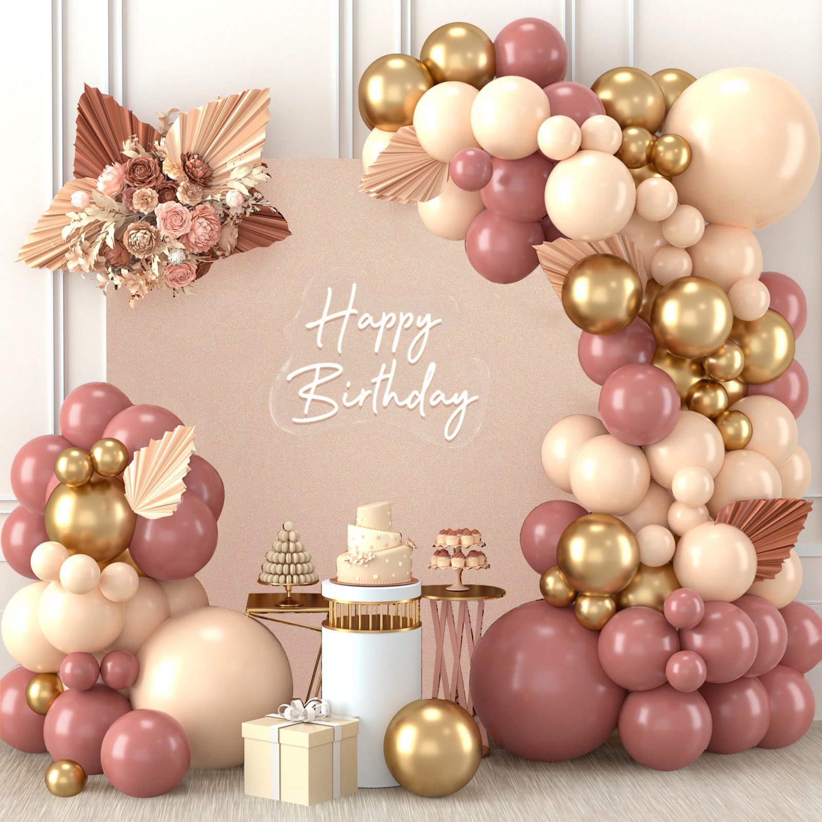 126/144 Kit arco ghirlanda di palloncini nuziali Palloncini Boho rosa sabbia naturale Baby Shower Rivelazione di genere Bomboniere per feste di compleanno Addio al nubilato retrò - Italia