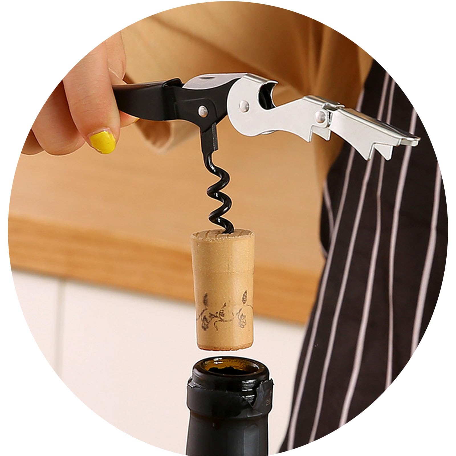Abridor de Botellas de Vino Tinto, Llave de Botella de Acero Inoxidable, Interruptor de Botella de Corcho, Camarero de Restaurante (10, black)