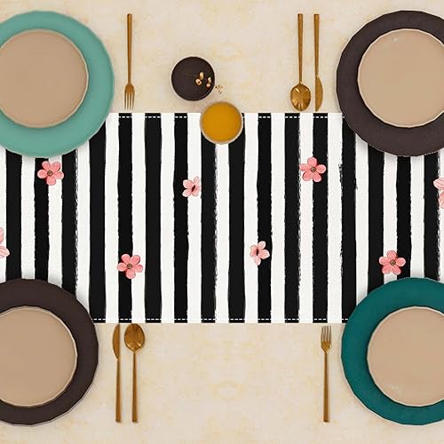 Miniatura 4 de FARMNALL Camino de mesa de Pascua de lino decoración de conejo decoración de rayas de acuarela mantel de Pascua decoración de vacaciones de granja