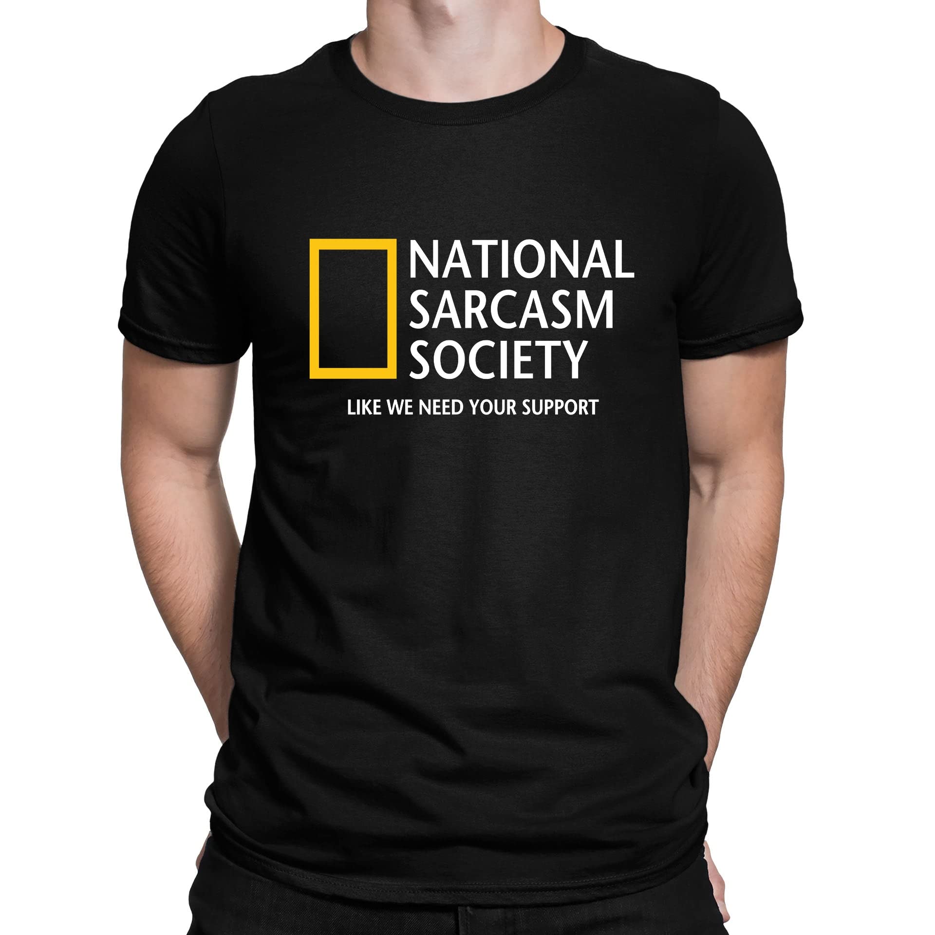 Flip Mens National Sarcasm Society Geographic Parody Funny T-Shirt Black (XL)